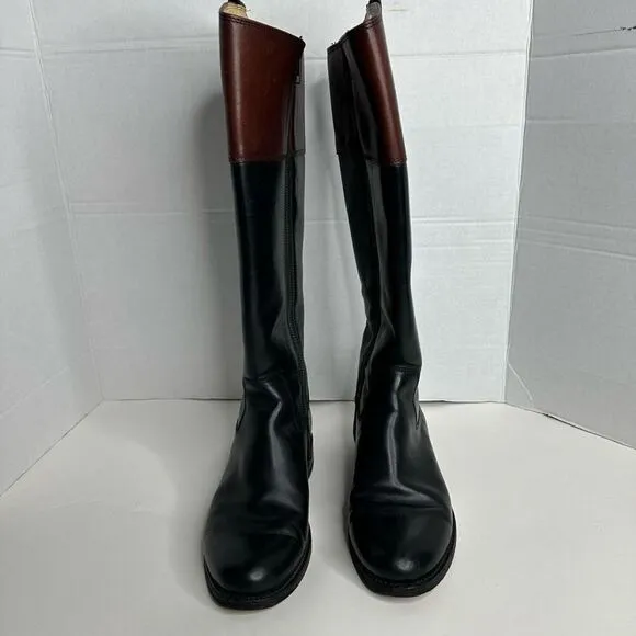 Frye Jayden Brown and Black Leather Button Two Tone Riding Boots size 7