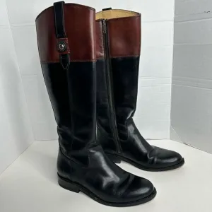 Frye Jayden Brown and Black Leather Button Two Tone Riding Boots size 7