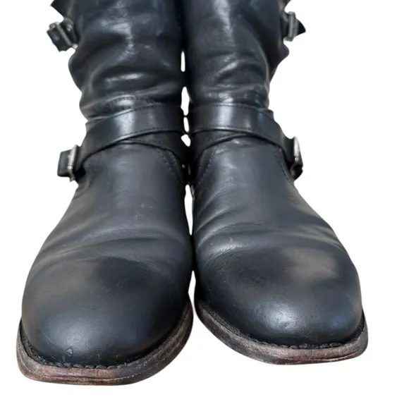 Frye Jayden Cross Engineer Black Leather Moto Boots 8.5 B
