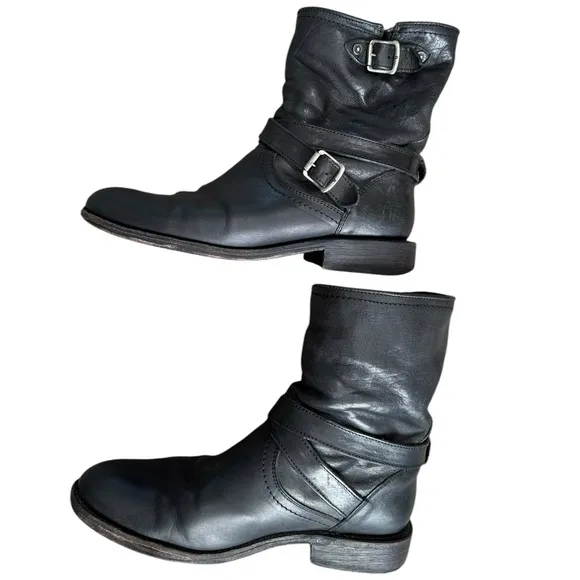 Frye Jayden Cross Engineer Black Leather Moto Boots 8.5 B
