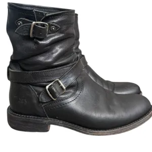 Frye Jayden Cross Engineer Black Leather Moto Boots 8.5 B