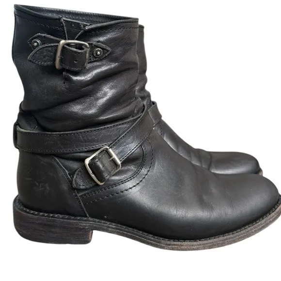 Frye Jayden Cross Engineer Black Leather Moto Boots 8.5 B