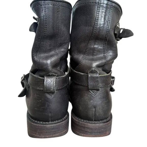 Frye Jayden Cross Engineer Black Leather Moto Boots 8.5 B