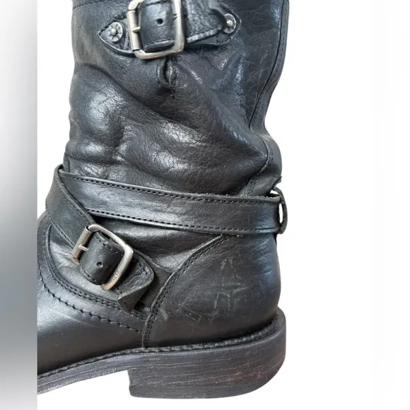 Frye Jayden Cross Engineer Black Leather Moto Boots 8.5 B