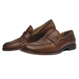Frye John A. Men's Brown Leather Round Toe Office Slip On Penny Loafers Size 10
