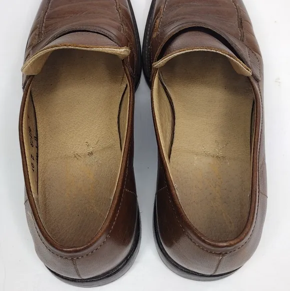 Frye John A. Men's Brown Leather Round Toe Office Slip On Penny Loafers Size 10