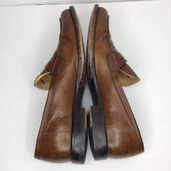 Frye John A. Men's Brown Leather Round Toe Office Slip On Penny Loafers Size 10