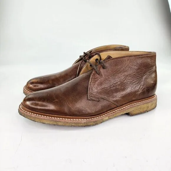 FRYE John Addison Men's Lace Up Ankle Boots US 10 D Cognac Leather Chukka Boot