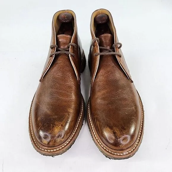 FRYE John Addison Men's Lace Up Ankle Boots US 10 D Cognac Leather Chukka Boot