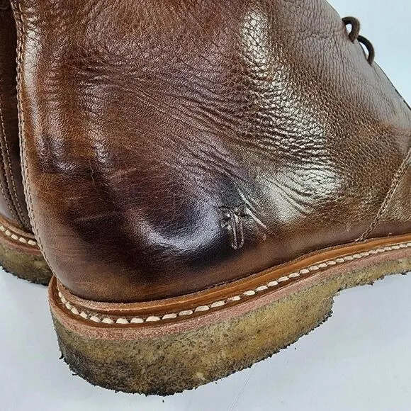 FRYE John Addison Men's Lace Up Ankle Boots US 10 D Cognac Leather Chukka Boot