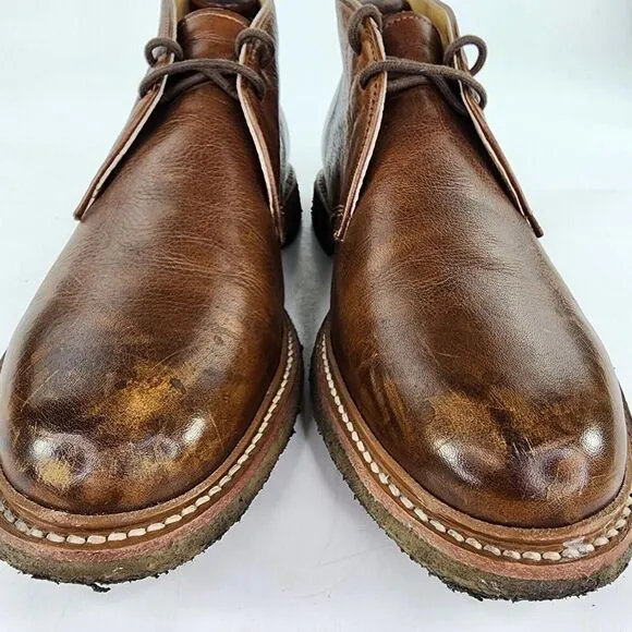 FRYE John Addison Men's Lace Up Ankle Boots US 10 D Cognac Leather Chukka Boot