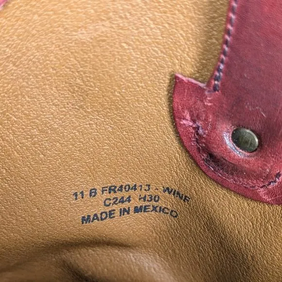 Frye June Leather Western Boots Wine Red Pull On Heeled Size 11 B