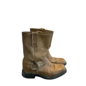 Frye Kids Unisex Brown Distressed Leather Harness‎ Pull On Boots 12.5