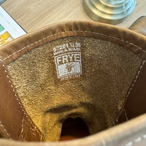 Frye Kids Unisex Brown Distressed Leather Harness‎ Pull On Boots 12.5