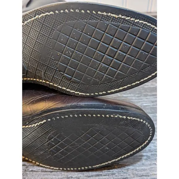 Frye Leather Black/Brown Roper Boots Men's Almond Toe Pull On Size 8 M