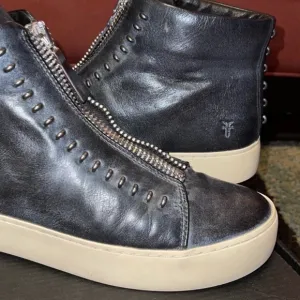 Frye Lena Rebel Zip High Top Leather Sneakers Ankle Boots Size 8,5