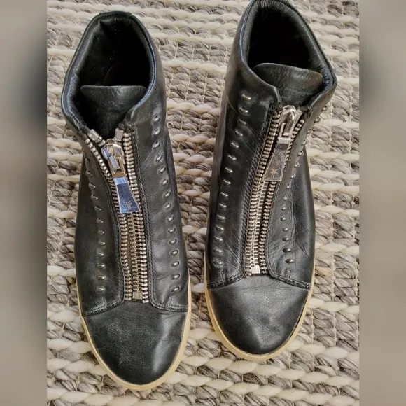 Frye Lena Rebel Zip High Top Leather Sneakers Ankle Boots Size 8,5