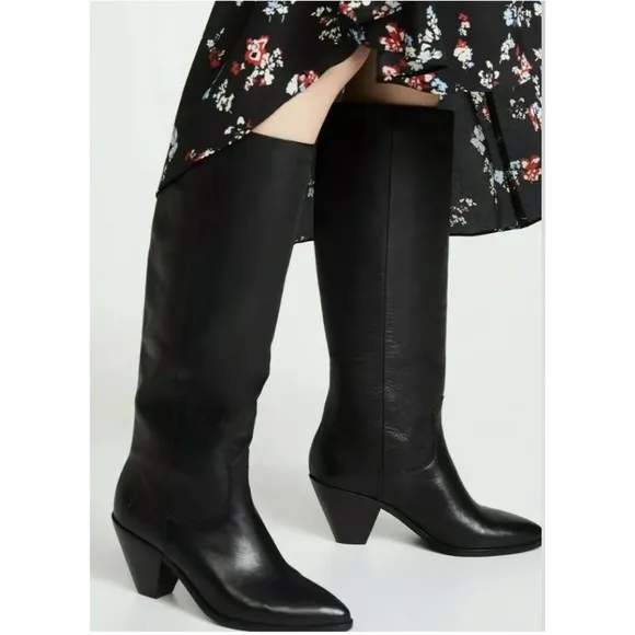 FRYE | LILA SLOUCH LEATHER PULL-ON POINTED BOOTS