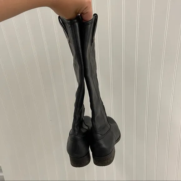 Frye Melissa Black Leather Pull On Riding Boots Sz 7B