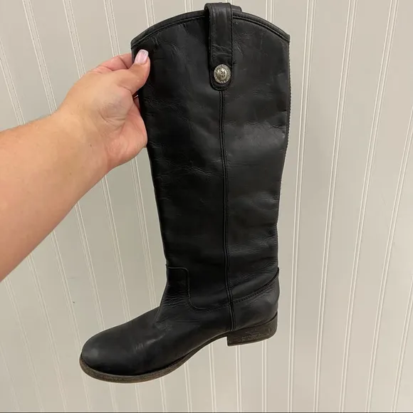Frye Melissa Black Leather Pull On Riding Boots Sz 7B