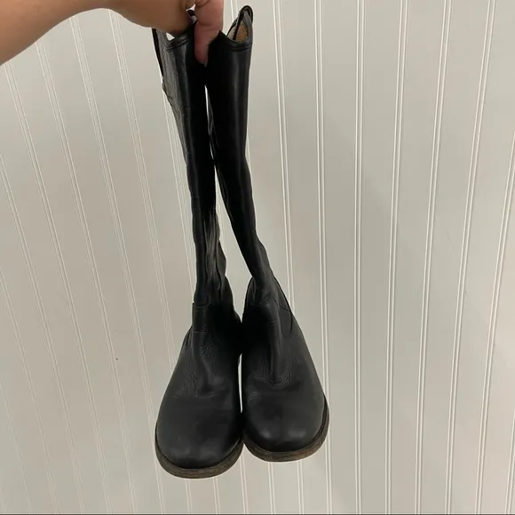 Frye Melissa Black Leather Pull On Riding Boots Sz 7B