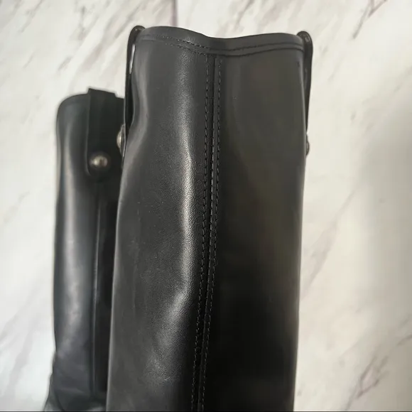Frye Melissa button black tall leather low heel riding pull on boots size 7.5