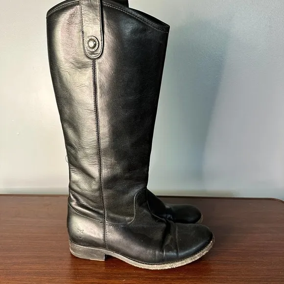 Frye Melissa Button Pull On Black Riding Boots Size 6B
