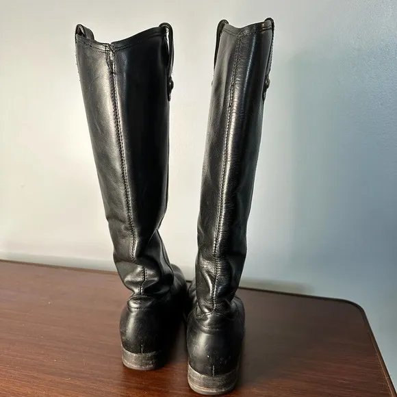 Frye Melissa Button Pull On Black Riding Boots Size 6B