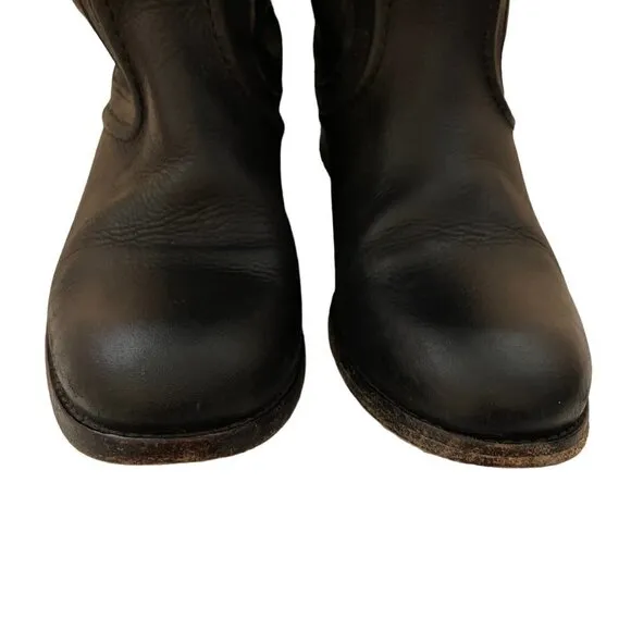 Frye Melissa Trapunto Leather Tall Pull On Riding Boots Black Size 6