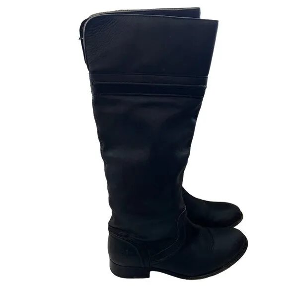 Frye Melissa Trapunto Leather Tall Pull On Riding Boots Black Size 6