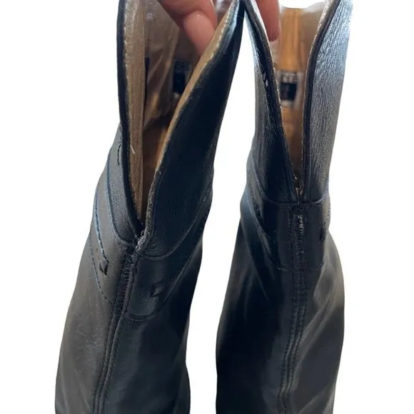 Frye Melissa Trapunto Leather Tall Pull On Riding Boots Black Size 6