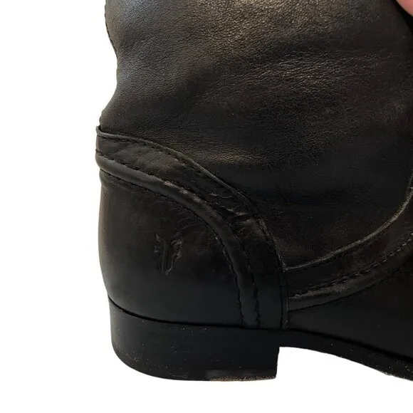 Frye Melissa Trapunto Leather Tall Pull On Riding Boots Black Size 6