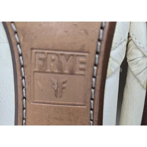 Frye Molly Women's Ballet Flat Cream Leather Shoes Ruched Edge Size 8M