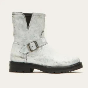 Frye Natalie Short Engineer Lug Boots White