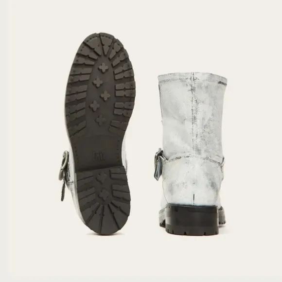 Frye Natalie Short Engineer Lug Boots White