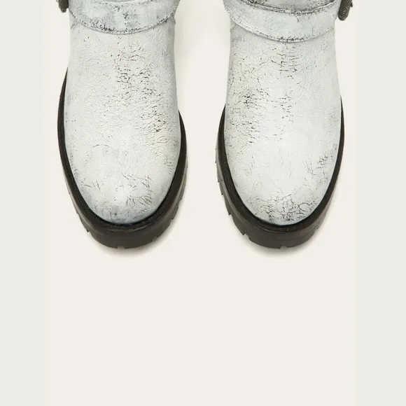 Frye Natalie Short Engineer Lug Boots White