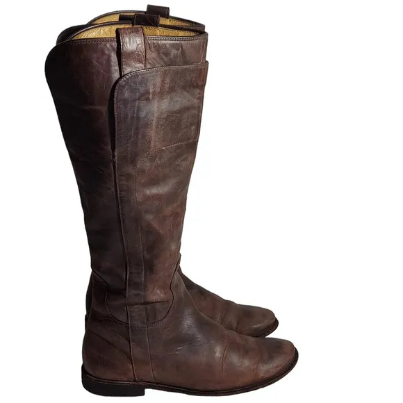 Frye Paige Brown Leather Tall Pull On Boots‎