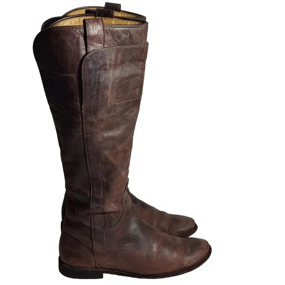 Frye Paige Brown Leather Tall Pull On Boots‎