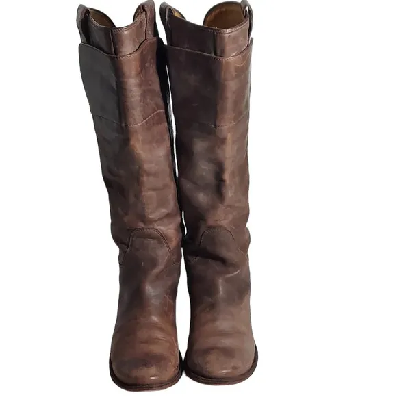 Frye Paige Brown Leather Tall Pull On Boots‎