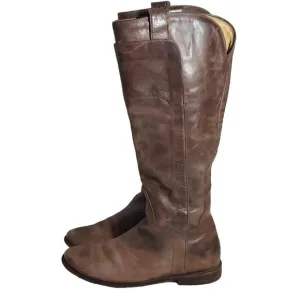 Frye Paige Brown Leather Tall Pull On Boots‎