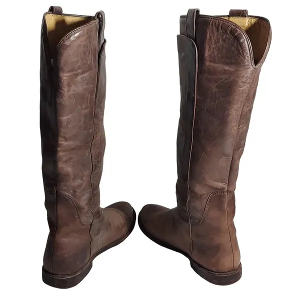 Frye Paige Brown Leather Tall Pull On Boots‎