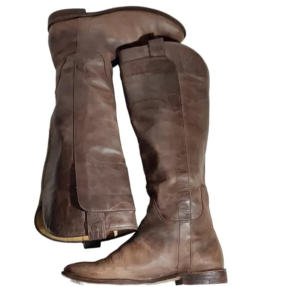 Frye Paige Brown Leather Tall Pull On Boots‎
