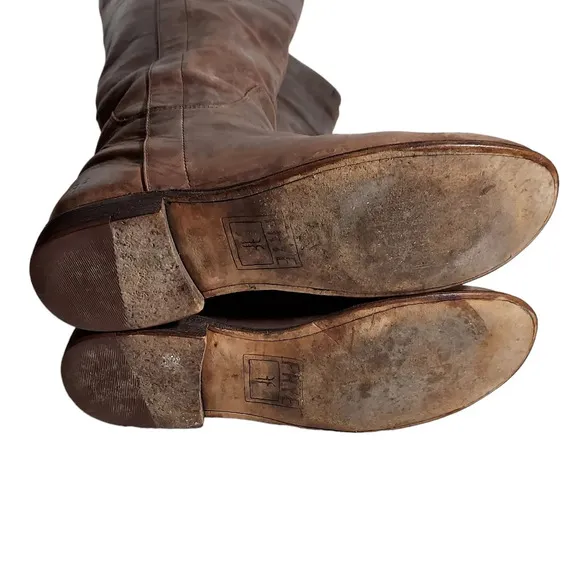 Frye Paige Brown Leather Tall Pull On Boots‎