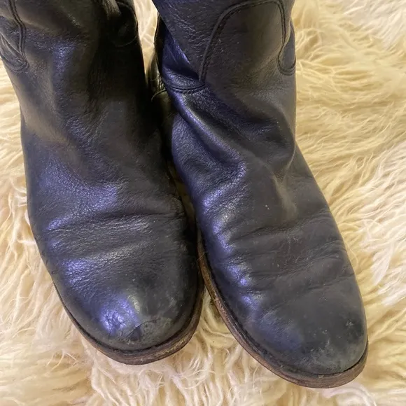 Frye Paige Tall Riding Knee High Boots Black All Leather Women's Size 7