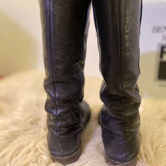 Frye Paige Tall Riding Knee High Boots Black All Leather Women's Size 7