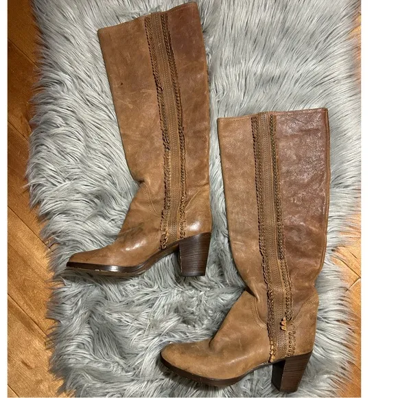 Frye Rust Brown Bella Flower Pull-on Boots/Booties Size 7.5M