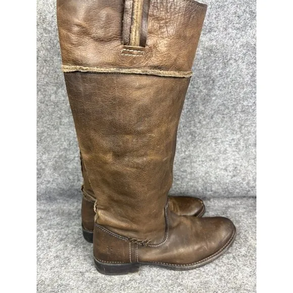 Frye Shirley Artisan Tall Riding Boots Women's 8B Brown Leather Pull On Western