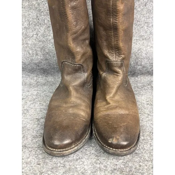 Frye Shirley Artisan Tall Riding Boots Women's 8B Brown Leather Pull On Western