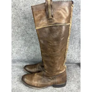 Frye Shirley Artisan Tall Riding Boots Women's 8B Brown Leather Pull On Western