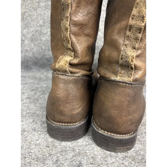 Frye Shirley Artisan Tall Riding Boots Women's 8B Brown Leather Pull On Western